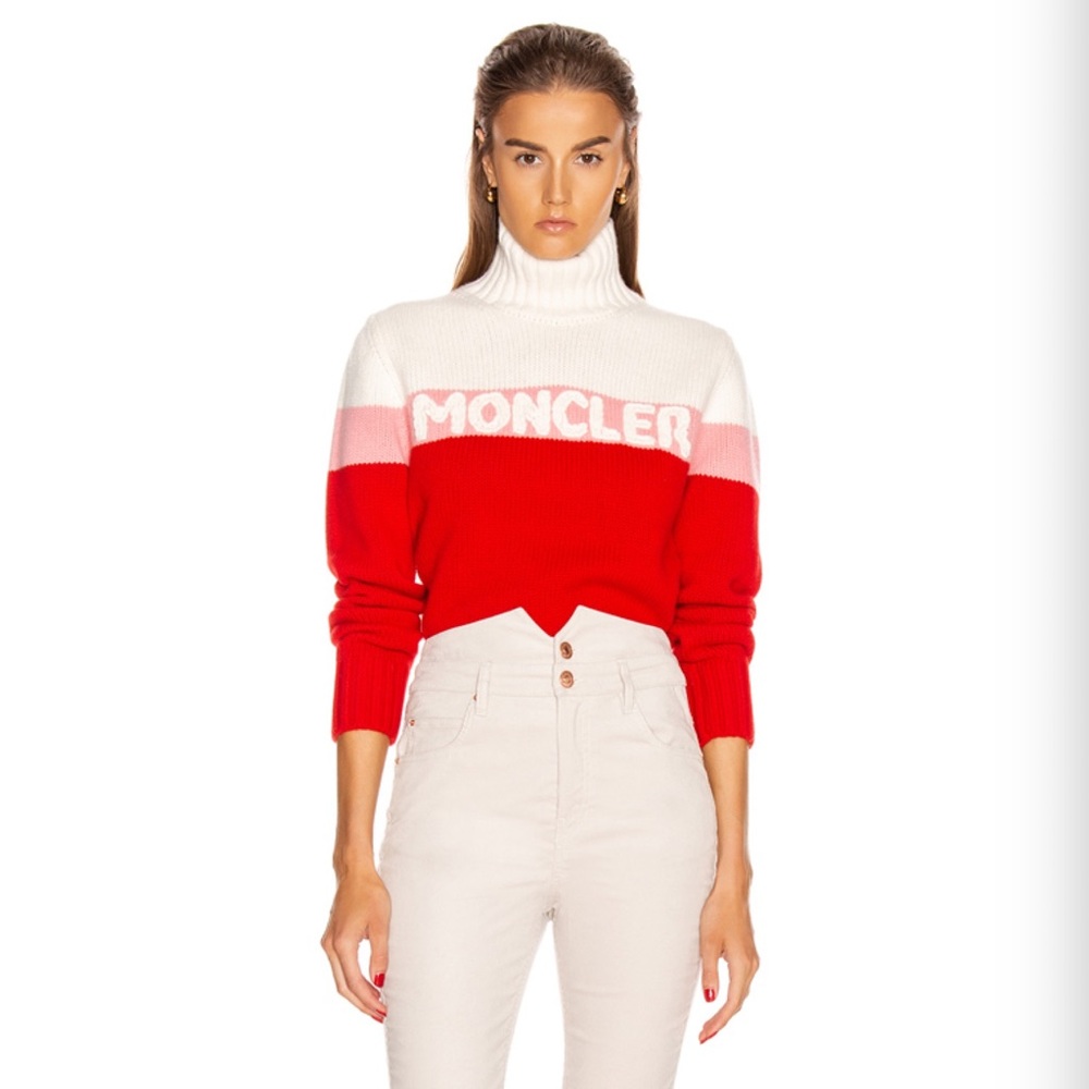 $1050 Moncler Color Block Tricot Cyclist Sweater
